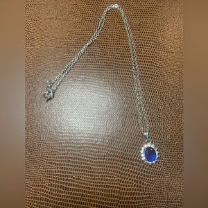 Elegant Silver Necklace with Blue Pendant